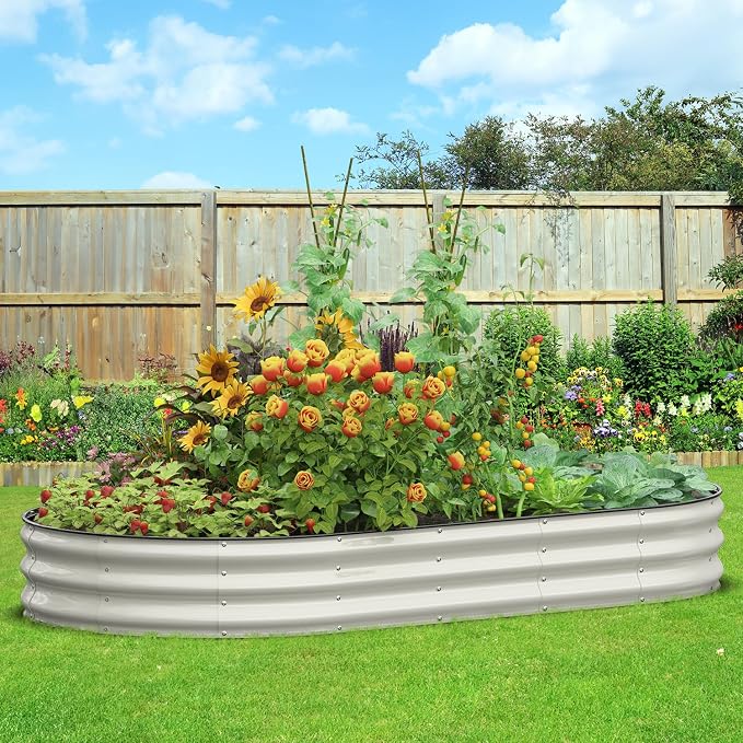 Galvanized Raised Garden Bed 8x4x1 FT, Oval Metal Raised Garden Bed Outdoor - Image 8