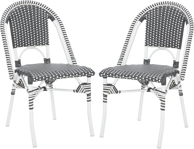 SAFAVIEH Outdoor Collection Torino Grey & White Parisian Bistro Chair Set of 2 by SAFAVIEH