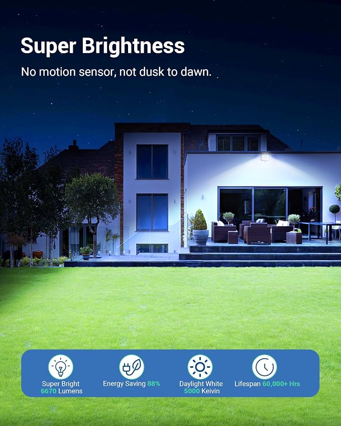 DEWENWILS 2-Pack 65W LED Flood Light Outdoor, 6670 LM Super Bright Security - Image 2