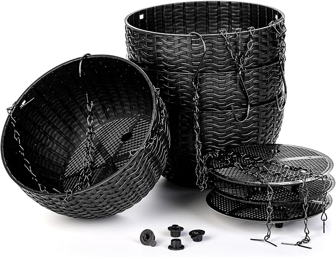 Foraineam 4 Pack Black Hanging Planters, 8.2 inch Hanging Flower Basket Planter - Image 8