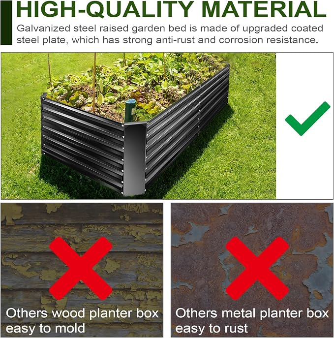 EDOSTORY Metal Raised Bed Garden Bed Kit, Large Metal Raised Garden Beds - Image 4