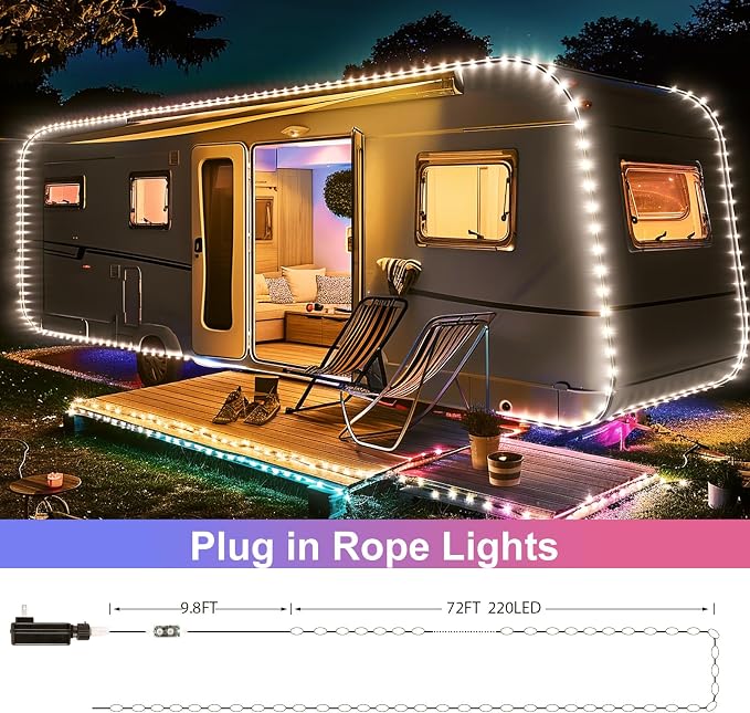 Minetom Color Changing Rope Lights: 72 Ft 220 LED Outdoor String Lights - Image 8