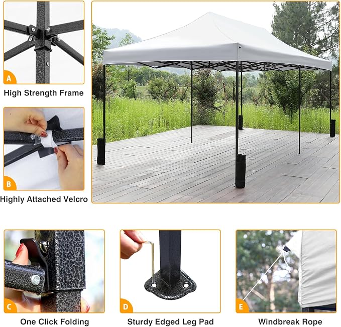 10x20fT Pop-Up Canopy Tent – Adjustable Height Outdoor Gazebo, Quick Setup - Image 6