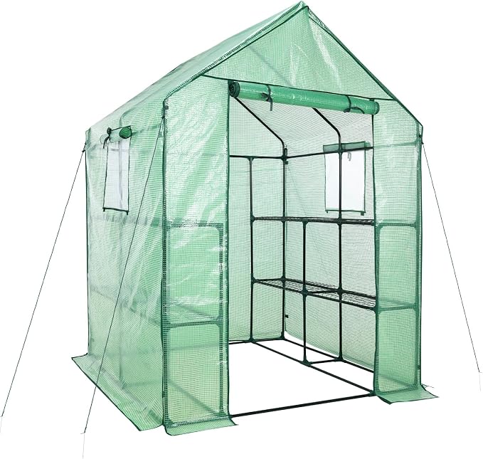 Aoodor Walk-in Greenhouse with 8 Shelves, 4.7 × 4.7 × 6.4 ft Outdoor Garden by Aoodor