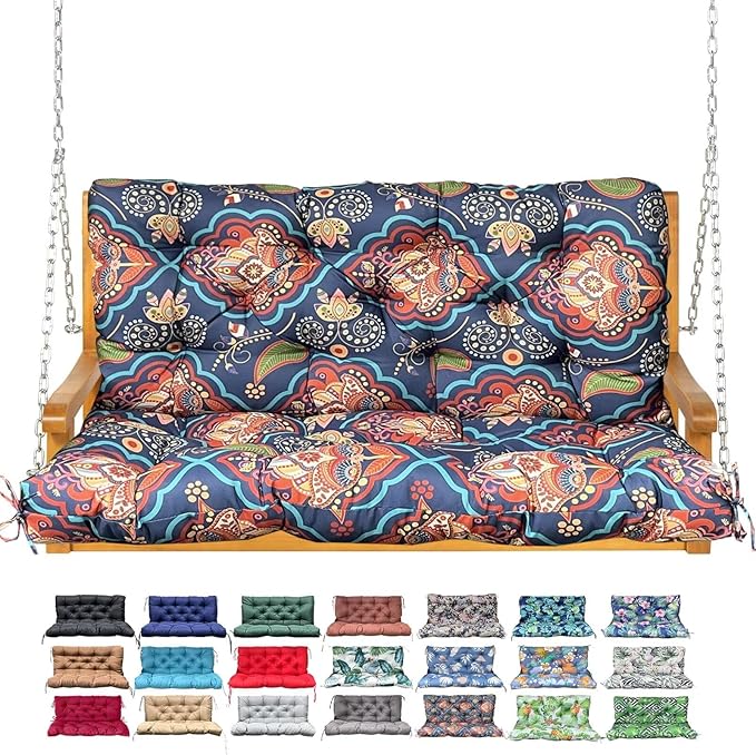 Porch Swing Cushion with Backrest, Waterproof Bench Cushion by NANGELRN