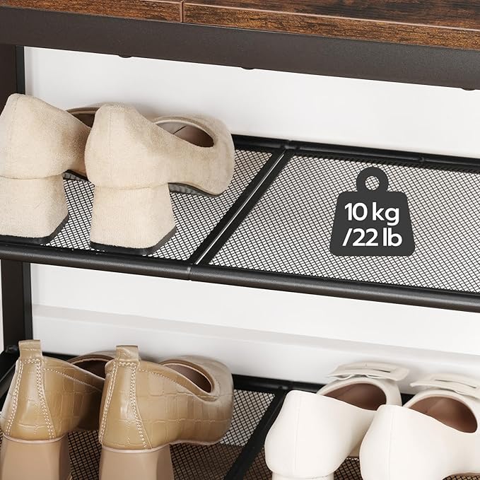 HOOBRO Shoe Bench, 3-Tier Shoe Rack, Industrial Shoe Organizer Storage Bench - Image 6