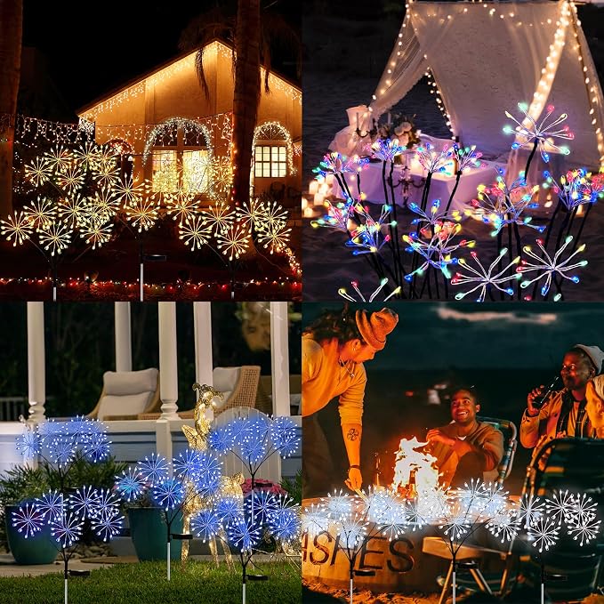 JJGoo Solar Garden Lights, New Upgraded 2 Pack Solar Swaying Starburst Light - Image 7