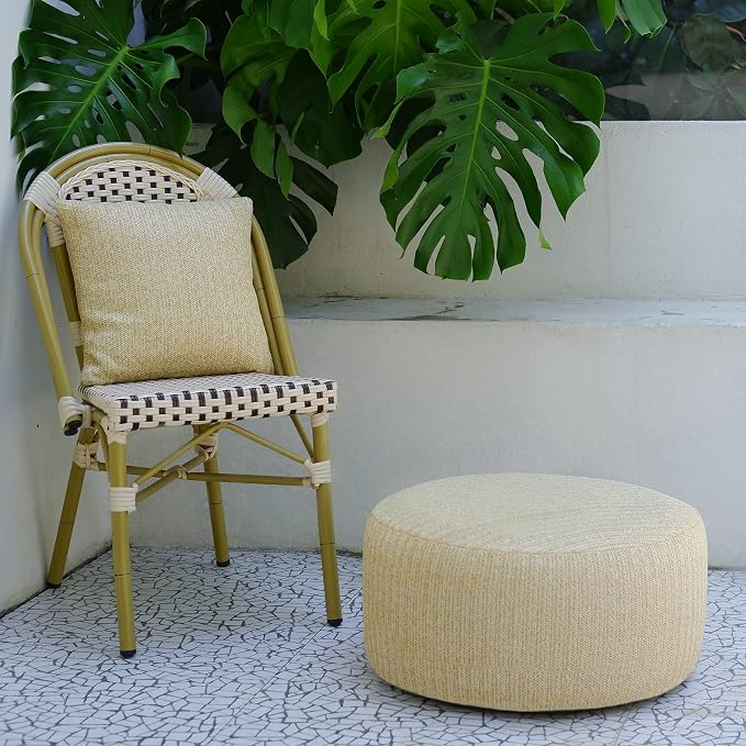 Woven Inflatable Ottoman with Air Pump D21”x H10” Outdoor Indoor Pouf Patio - Image 7