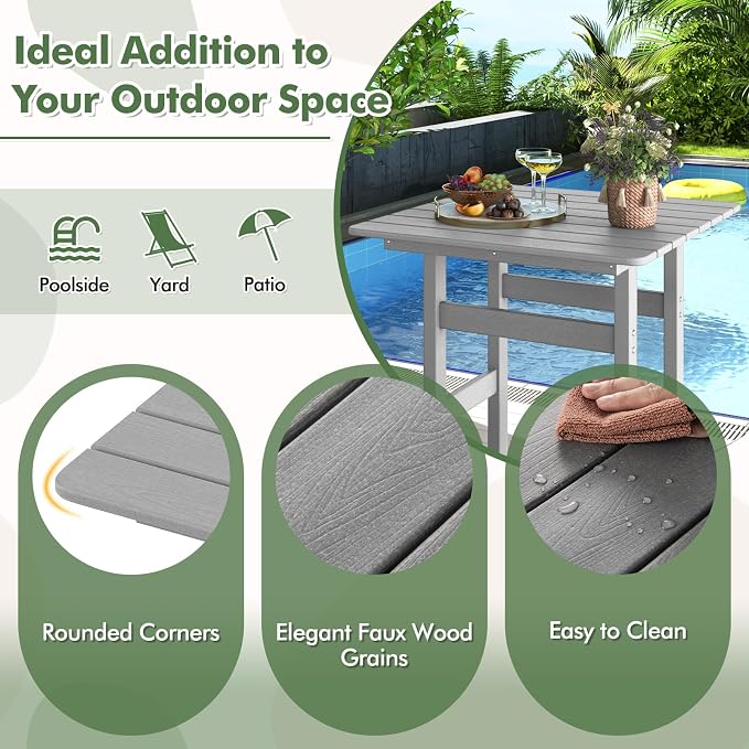 Giantex 42" Height Outdoor Tall Bar Table, HDPE Square Pub Tables - Image 8