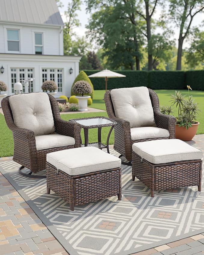 Patio Ottoman Outdoor Wicker Side Table - Image 2