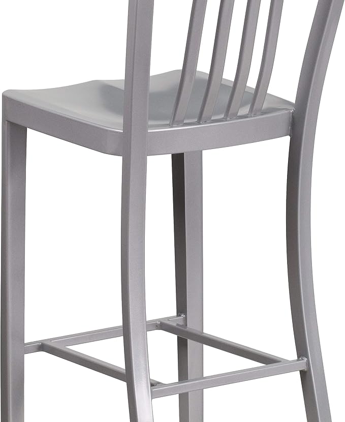 Flash Furniture Commercial Grade 30" High Silver Metal Indoor-Outdoor Barstool - Image 6