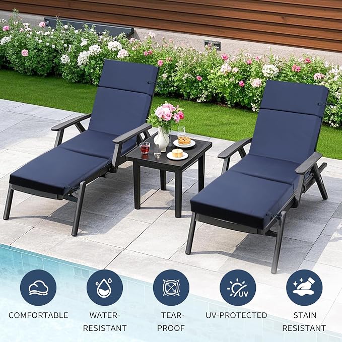 Outdoor Chaise Lounge Cushion 72" x 21" x 3", 4-Section Folding Patio Lounge - Image 4