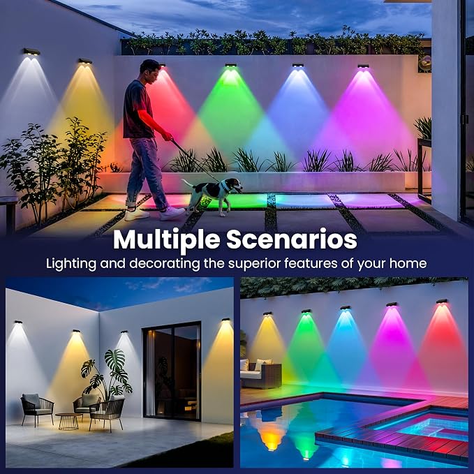 Solar Fence Lights Outdoor 12 Pack, 50 LM 11 Modes & 9 Colors Solar Lights - Image 6