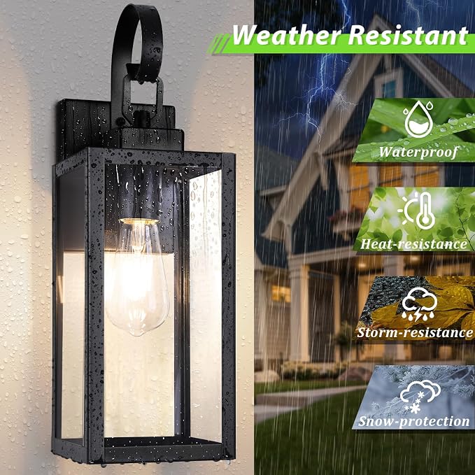 BesLowe 16.5“ Outdoor Wall Light Fixture, Exterior Lighting Fixture Wall Mount - Image 2