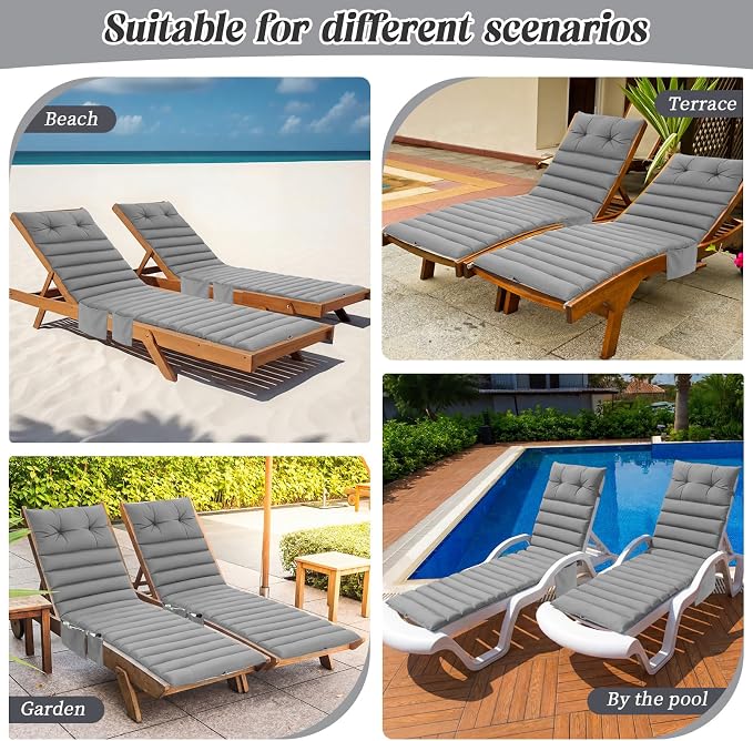 Kigley Outdoor Lounge Chair Cushions Set of 2, 72.8 x 24 x 2.3 Inch Patio - Image 7