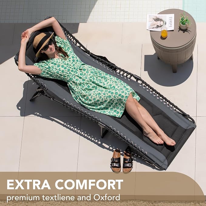 Devoko 4-Fold Padded Portable Folding Outdoor Chaise Lounge Heavy Duty - Image 5