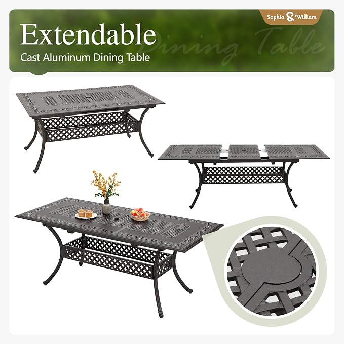 Sophia & William 7 Pieces Expandable Outdoor Dining Set - Image 4