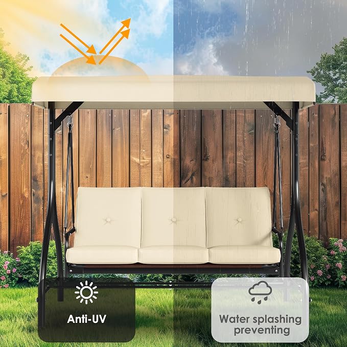 TLSUNNY 3-Seat Outdoor Patio Porch Swing - Image 6
