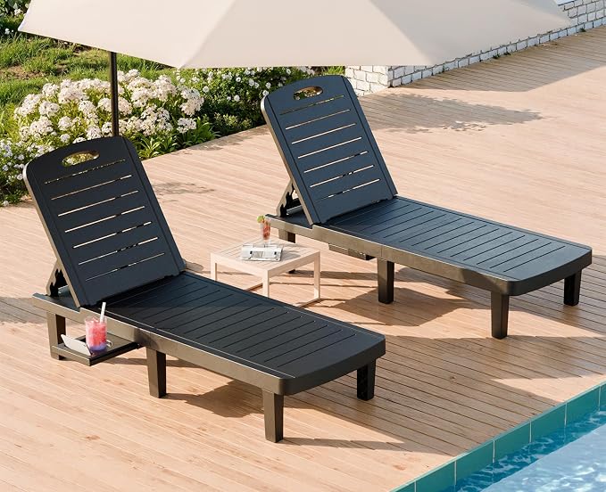 WACASA Outdoor Chaise Lounge Chairs Set of 2, Oversized Lounge Chairs by WACASA