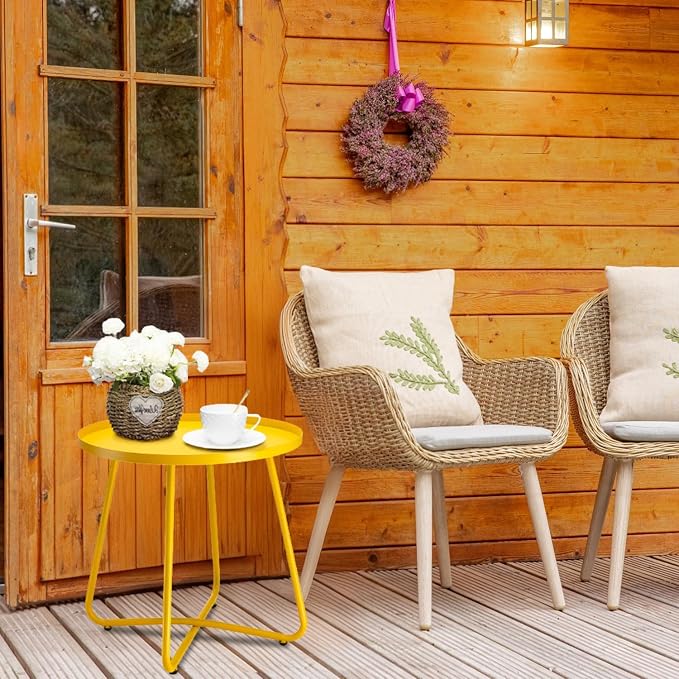 danpinera Outdoor Side Tables, Weather Resistant Steel Patio Side Table - Image 7