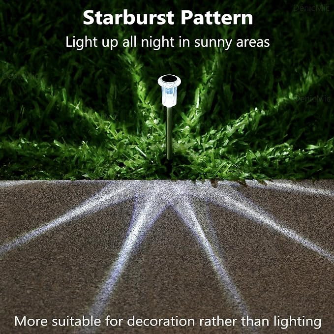 DenicMic Solar Lights Outdoor 15 Pack Waterproof 6000K Cold White LED Stainless - Image 6