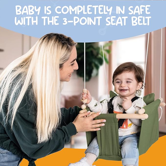 Indoor Outdoor Baby Swing with 3-Point Harness and Hardware - Image 2