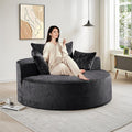 Oversized Round Chaise Longue Chair Indoor, Modern 55-inch Upholstered Chenille by Antetek