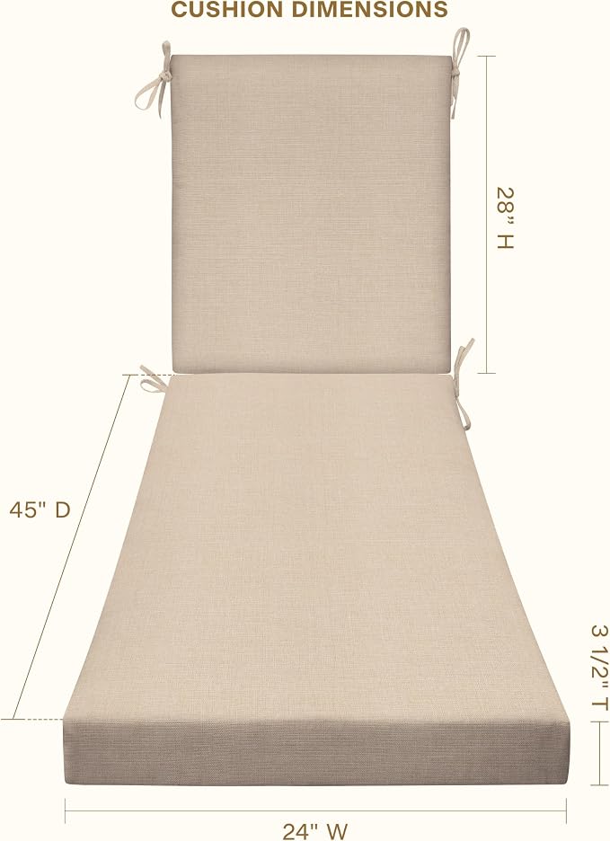 Honeycomb Outdoor Heritage Chaise, 24 x 73, Textured Solid Almond Chair Cushion - Image 4