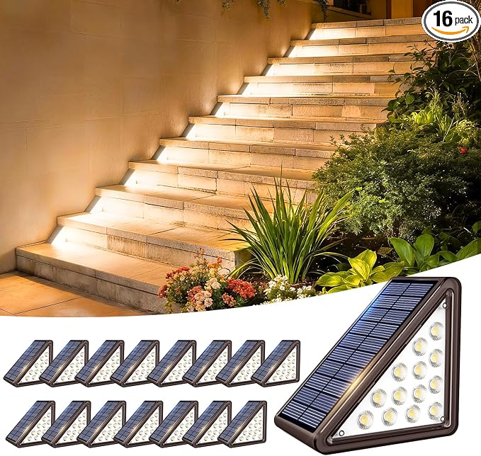 Brown Solar Step Light Outdoor Stair Lights, Deck Lights Outdoor Powered IP65 by JEJOT