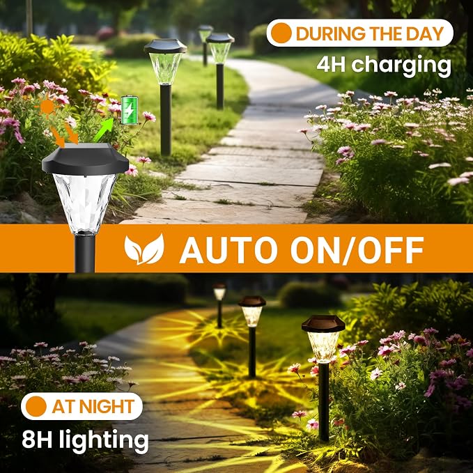 GIGALUMI 10 Pack Solar Lights Outdoor Waterproof, Outdoor Solar Lights - Image 5