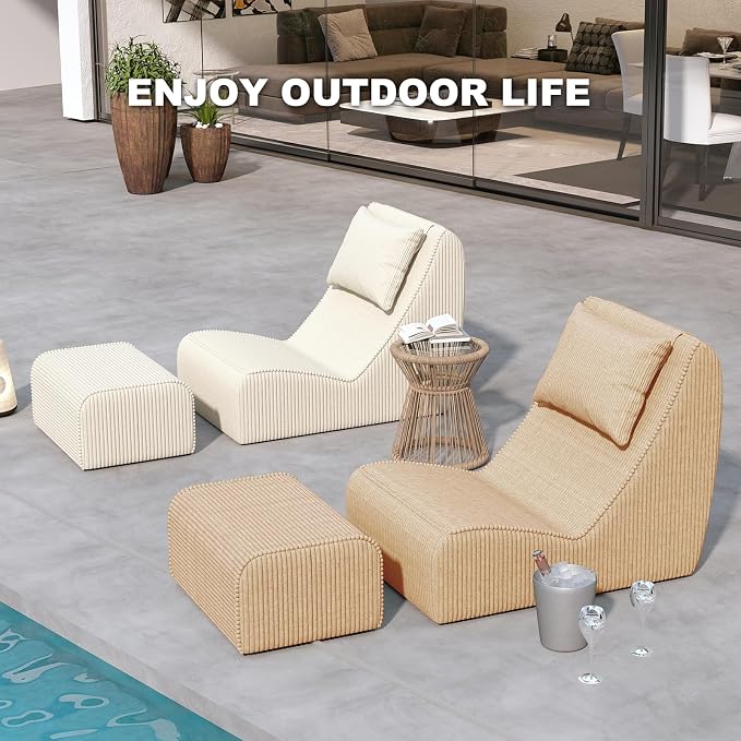 Giant Bean Bag Chair for Adults, Corduroy Chaise Lounge - Image 8