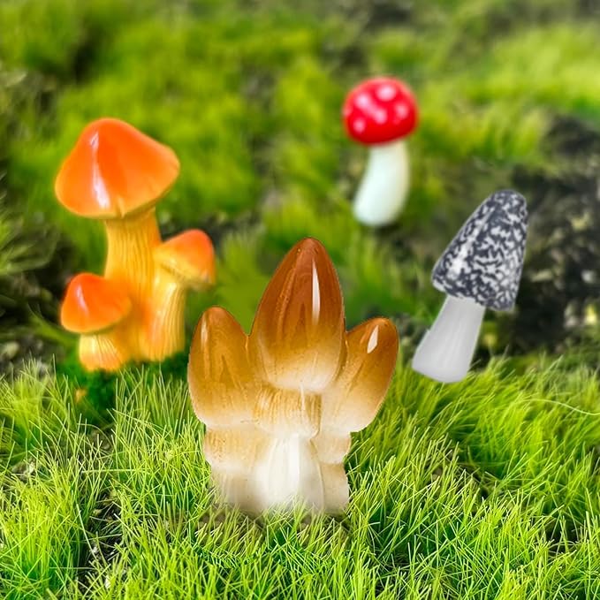 ONEST 33 Pieces Garden Miniature Accessories Mini Resin Mushroom Lawn Micro - Image 7