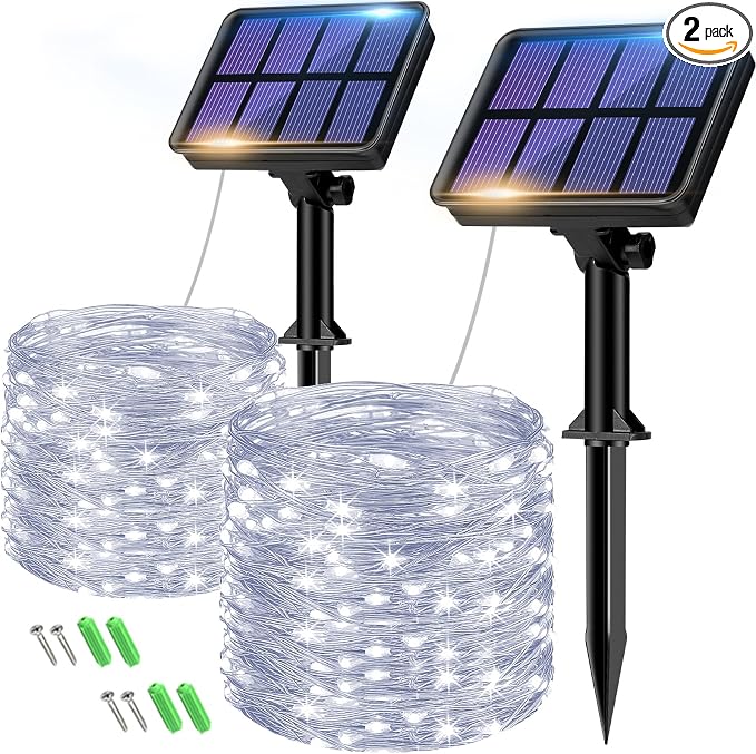 2-Pack Solar String Lights Outdoor, 160LED 66FT Solar Fairy Lights Waterproof 8 by btfarmdecorativelighting