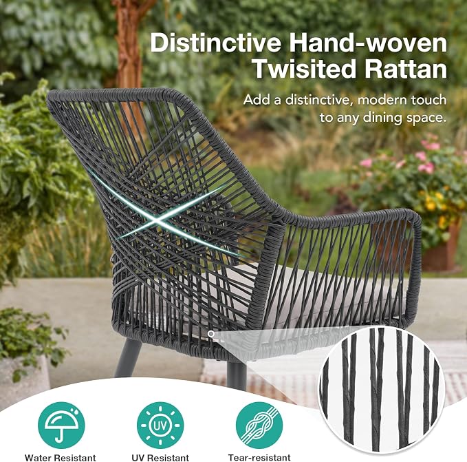 Patiorama 5-Piece Patio Dining Set, Outdoor Dining Table Chair Set, All-Weather - Image 4