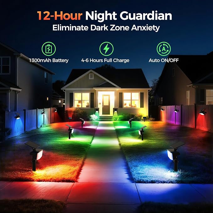 Solar Lights Outdoor Color Changing, 85 LEDs 9 Lighting Modes RGB Solar Outdoor - Image 2