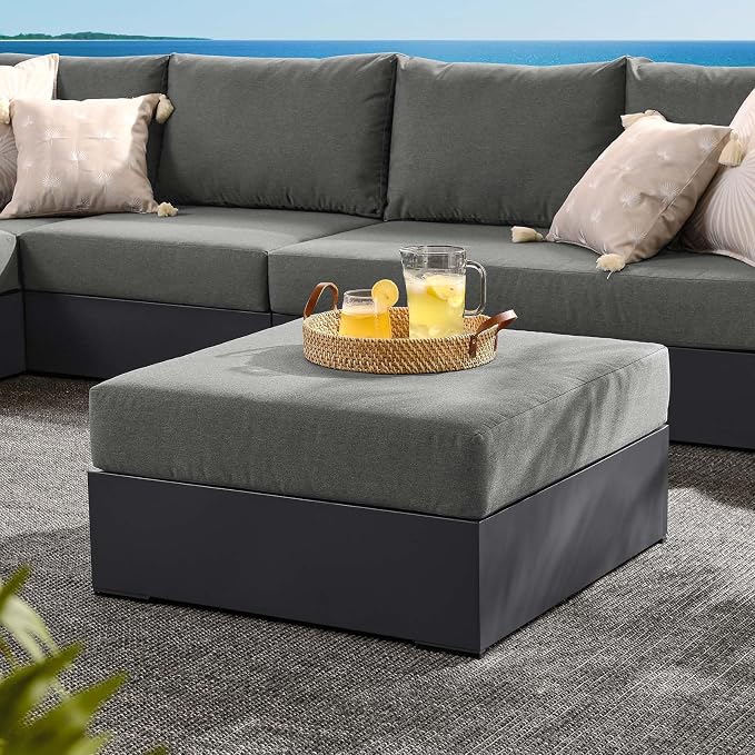 Modway Tahoe Aluminum Ottoman in Gray Charcoal by Modway