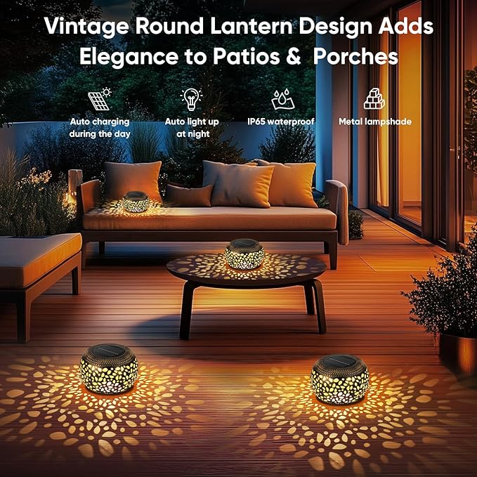 Solar Lantern Outdoor Patio Decor: 4 Pack Solar Lanterns Outdoor Waterproof - Image 5