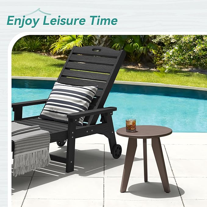 Outdoor Side Table, HDPS Outdoor Table, Small Round Side Table Weather-Resistant - Image 2