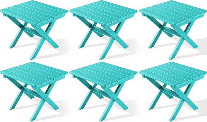 SERWALL Folding Outdoor Side Table Set of 6, Adirondack End Table by SERWALL