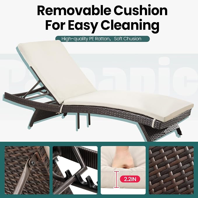 Pamapic Patio Chaise Lounge Set 3 Pieces - Image 8
