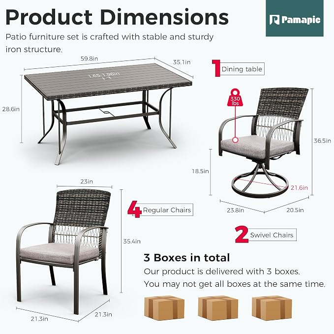 Pamapic 7-Piece Patio Dining Set - Image 4