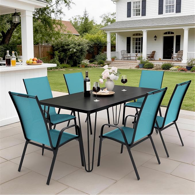 JEAREY Patio Dining Chairs Set of 6, Outdoor Stackable Dining Furniture Set - Image 4
