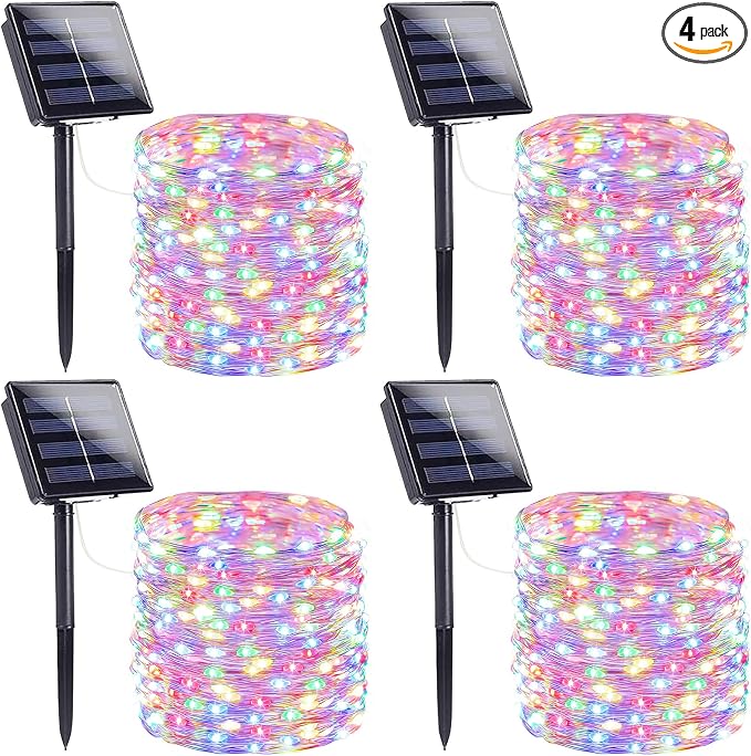 Extra-Long Solar String Lights Outdoor, Copper Wire 8 Modes Solar Powered by SANJICHA