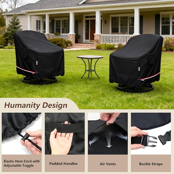 Patio Chair Covers for Outdoor Furniture Waterproof 2 Pack, Heavy Duty - Image 3