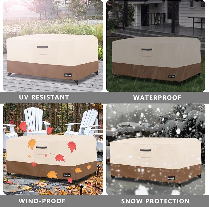 Patio Coffee Table Cover, 600D Waterproof Heavy Duty Rectangular Outdoor Table - Image 7