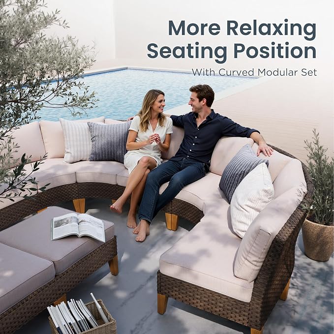 PHI VILLA Half-Moon Patio Furniture Set - Image 3