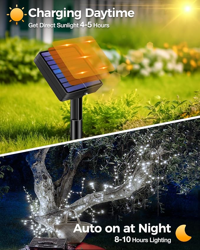 3 Pack Solar Fairy Lights for Outside Waterproof, 49FT/15M 150LED Solar String - Image 2