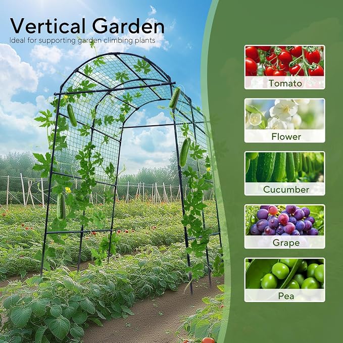 Garden Arch Trellis for Climbing Plants Outdoor, 7.8 ft Tall Cucumber Trellis - Image 4