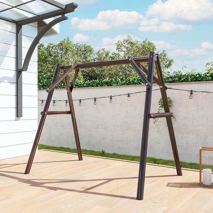 Outsunny 660 lbs Porch Swing Frame, Heavy Duty A-Frame Wooden Swing Stand - Image 6