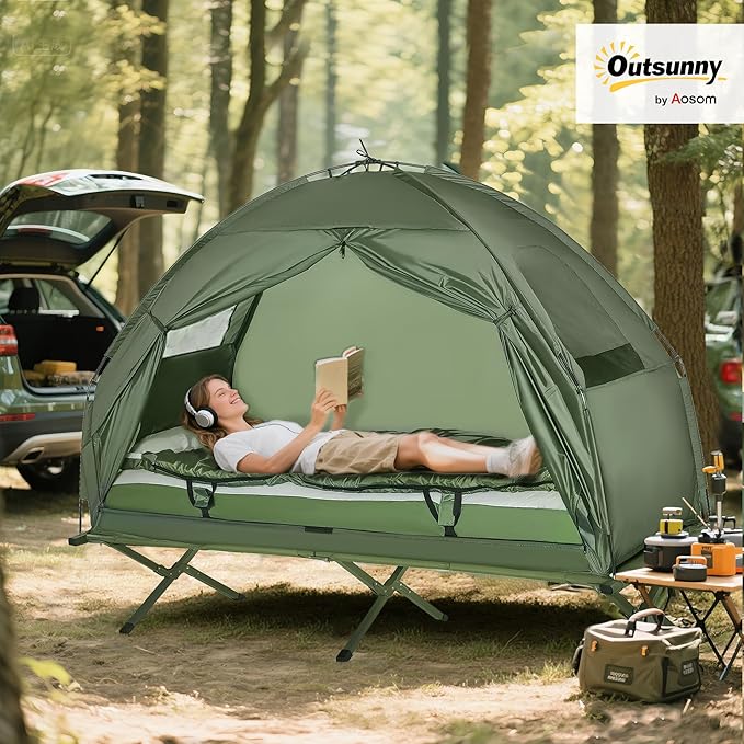 Outsunny Camping Tent Cot, Folding Tent Cot Combo - Image 2